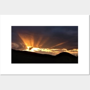 Sunset Sun Beams Golden Clouds Posters and Art
